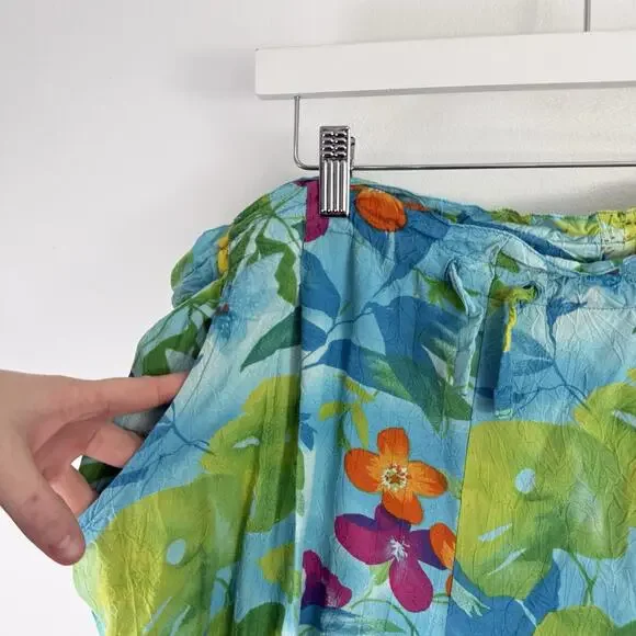 Jams World Violet Print Capri Floral Pants Floral Hawaiian Tropical Womens XL - Picture 3 of 6